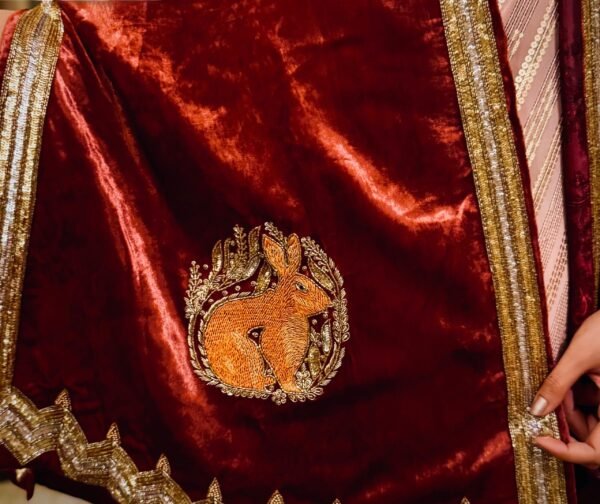 Maroon Hare Velvet Cape