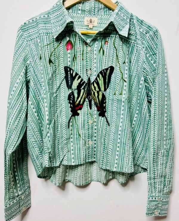 Butterfly Cropped Cotton Shirt