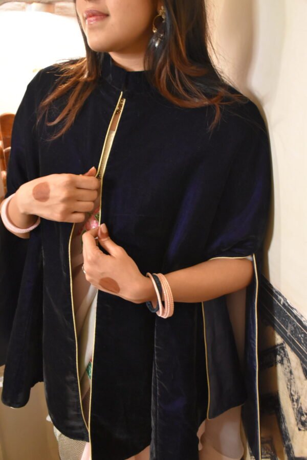 Classic Navy Velvet Cape