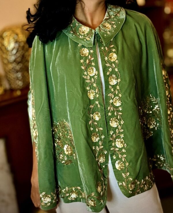 Verdant Bloom Velvet Cape